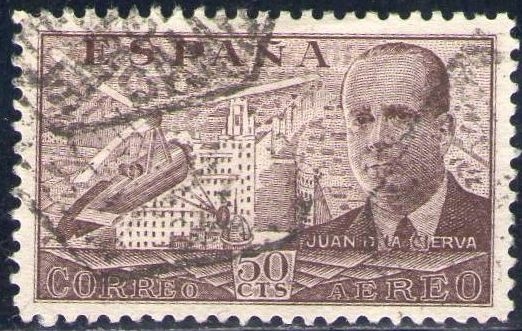 ESPAÑA 1941 943 Sello Juan de la Cierva y Autogiro 50c Usado Espana Spain Espagne Spagna Spanje Spanien 